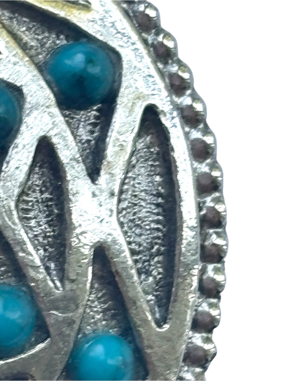Vintage Whiting & Davis Victorian Revival Faux Turquoise Pendant Necklace 70s - Picture 7 of 15